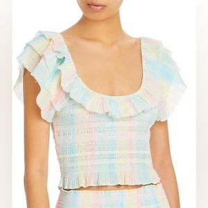 NWT LoveShackFancy Saba Smock Crop Top in Multi Horizon